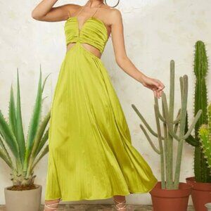 Light Green Cut Out Pleated Dress